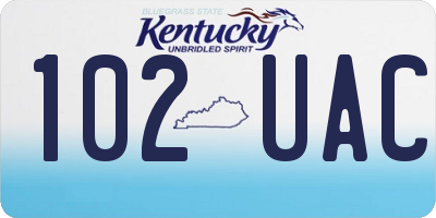 KY license plate 102UAC