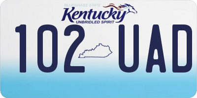KY license plate 102UAD