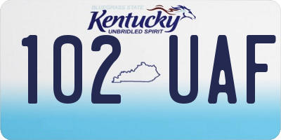 KY license plate 102UAF