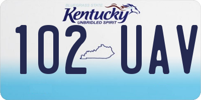 KY license plate 102UAV