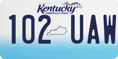 KY license plate 102UAW