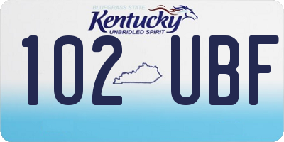 KY license plate 102UBF