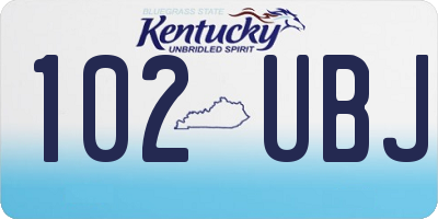 KY license plate 102UBJ