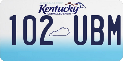 KY license plate 102UBM