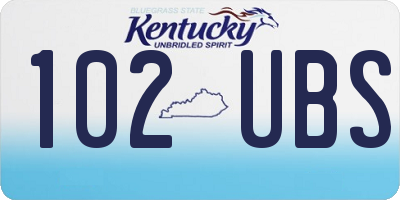 KY license plate 102UBS