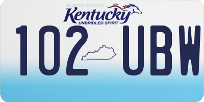 KY license plate 102UBW