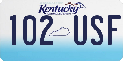 KY license plate 102USF