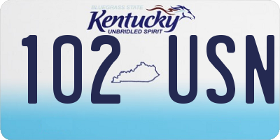 KY license plate 102USN