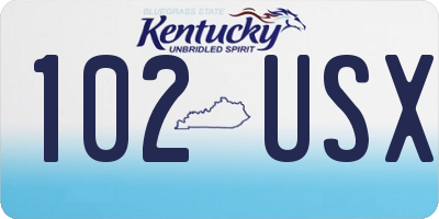 KY license plate 102USX