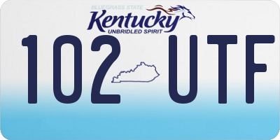KY license plate 102UTF