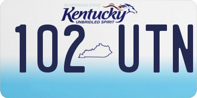 KY license plate 102UTN