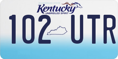 KY license plate 102UTR
