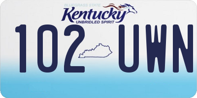 KY license plate 102UWN