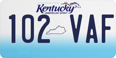 KY license plate 102VAF