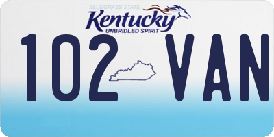 KY license plate 102VAN