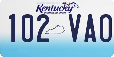 KY license plate 102VAO