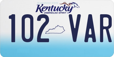 KY license plate 102VAR