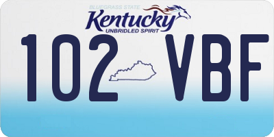 KY license plate 102VBF