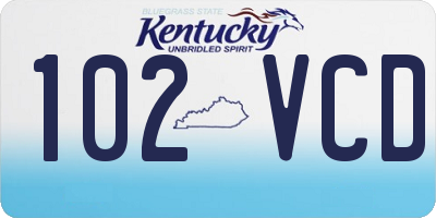 KY license plate 102VCD