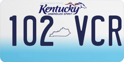 KY license plate 102VCR