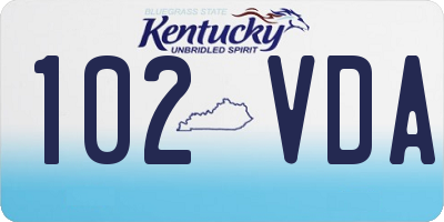 KY license plate 102VDA