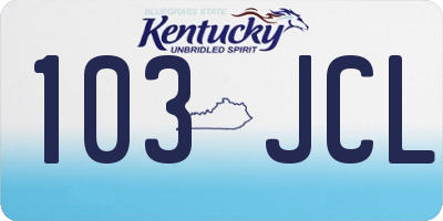 KY license plate 103JCL