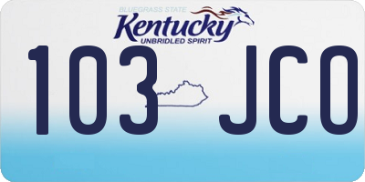 KY license plate 103JCO