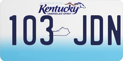 KY license plate 103JDN
