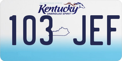 KY license plate 103JEF