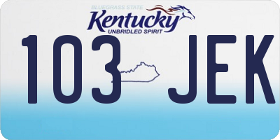 KY license plate 103JEK