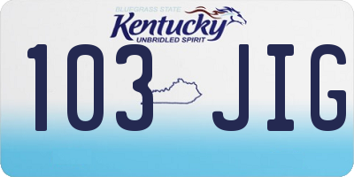 KY license plate 103JIG