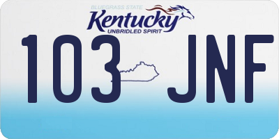 KY license plate 103JNF