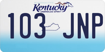 KY license plate 103JNP
