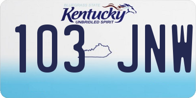 KY license plate 103JNW