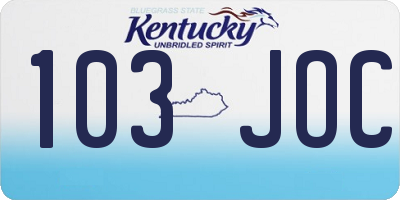KY license plate 103JOC