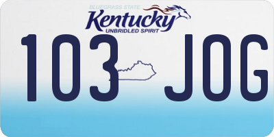 KY license plate 103JOG