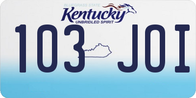 KY license plate 103JOI