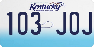KY license plate 103JOJ