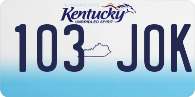 KY license plate 103JOK