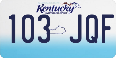KY license plate 103JQF