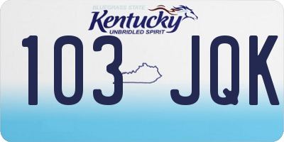 KY license plate 103JQK