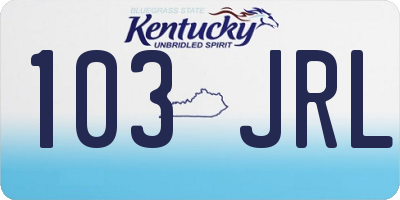 KY license plate 103JRL