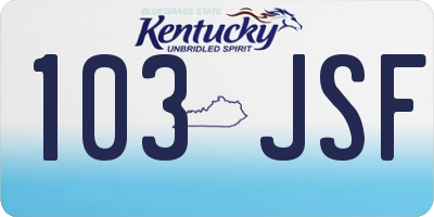 KY license plate 103JSF