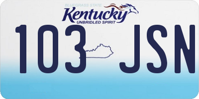 KY license plate 103JSN
