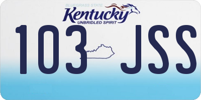 KY license plate 103JSS