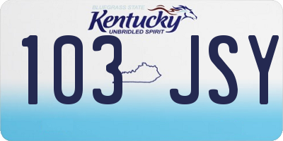 KY license plate 103JSY