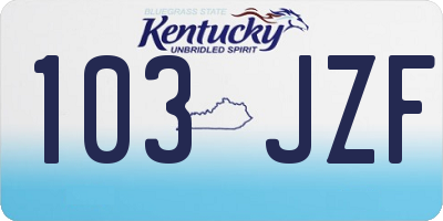 KY license plate 103JZF