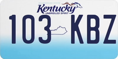 KY license plate 103KBZ