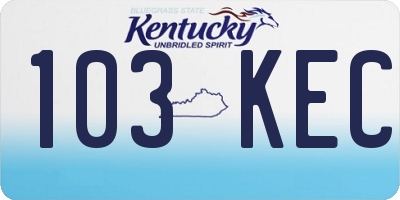 KY license plate 103KEC