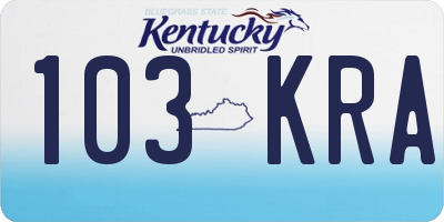 KY license plate 103KRA